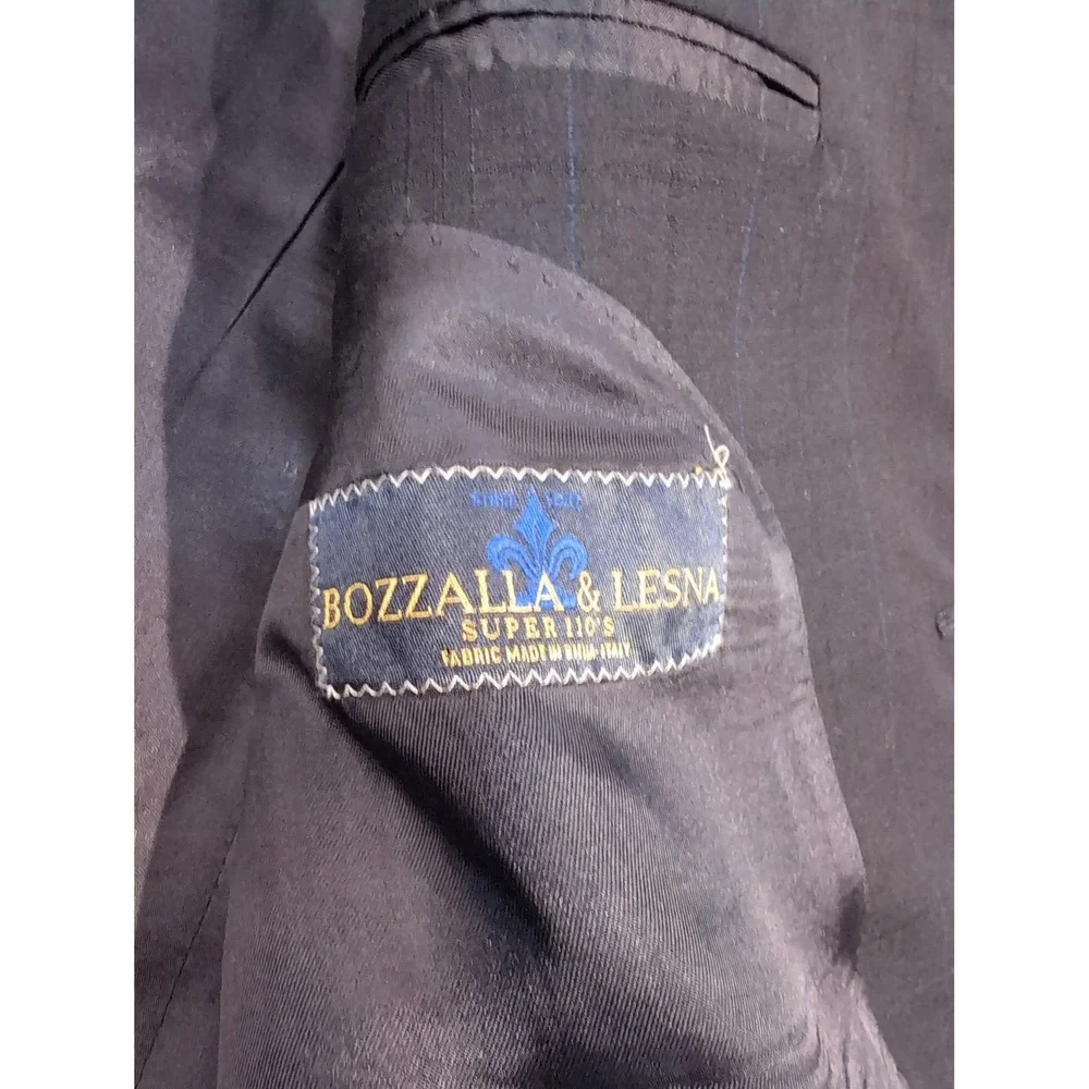 GB‎ Baroni Uomo Mens Navy Blue Plaid Wool Blend Sport Coat Blazer Made in Italy